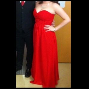 Strapless red dress